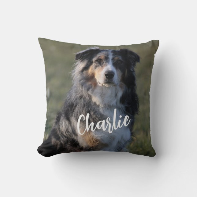 Gepersonaliseerde aangepaste hond foto kussen (Voorkant)