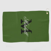 Gepersonaliseerde aangepaste monogram groene golfh golfhanddoek (Horizontaal)