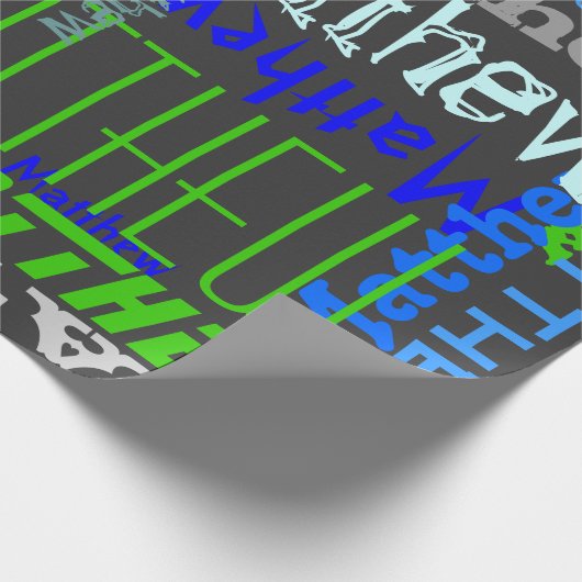 Gepersonaliseerde aangepaste naam Collage Blauw Ve Cadeaupapier (Hoek)