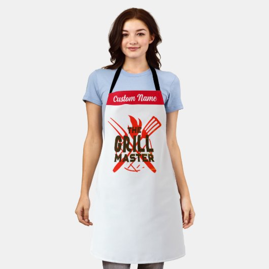 Gepersonaliseerde aangepaste naam Grill Master Man Schort (Gedragen)