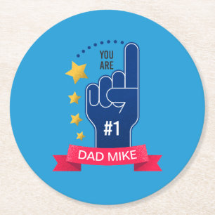 Gepersonaliseerde aangepaste naam Vaderdag ONDER Ronde Kartonnen Onderzetter