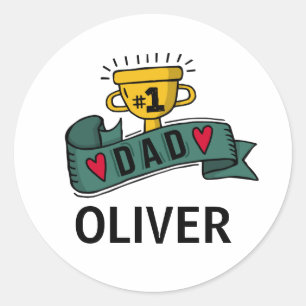 Gepersonaliseerde aangepaste naam Vaderdag   STICK Ronde Sticker