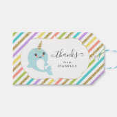 Gepersonaliseerde aangepaste Narwhal Rainbow Glitt Cadeaulabel (Voorkant (Horizontaal))