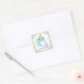 Gepersonaliseerde aangepaste Narwhal Rainbow Glitt Vierkante Sticker (Envelop)