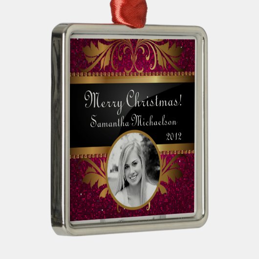 Gepersonaliseerde Aangepaste Ornament Roze Glitter (Rechts)