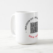 Gepersonaliseerde aangepaste QR-code en tekst koff Koffiemok (Voorkant links)