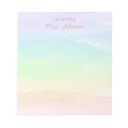 Gepersonaliseerde aangepaste regenboogleraar's cad notitieblok (Voorkant)