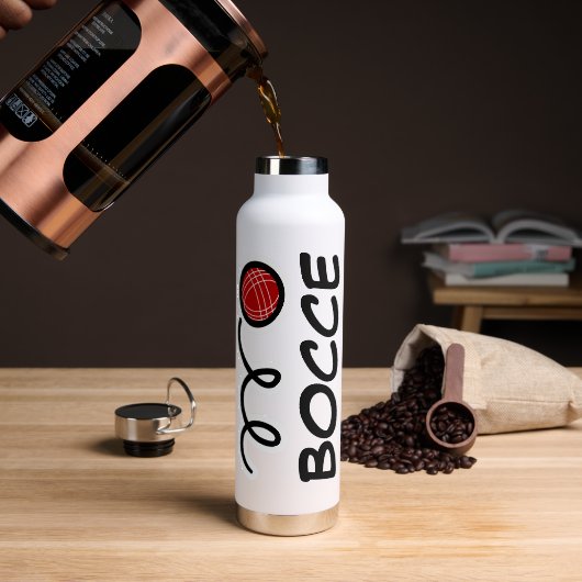 Gepersonaliseerde aangepaste rode bocce bal cadeau waterfles (Koffie)