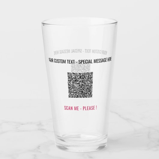 Gepersonaliseerde aangepaste tekst en QR-codeglas Glas (Voorkant)