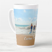 Gepersonaliseerde aangepaste tekst en uw foto latt latte mok (Linkerhoek)