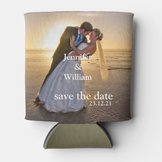 Gepersonaliseerde aangepaste uw eigen bruiloft fot blikjeskoeler (Voorkant)