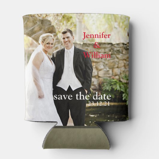 Gepersonaliseerde aangepaste uw eigen bruiloft fot blikjeskoeler (Achterkant)