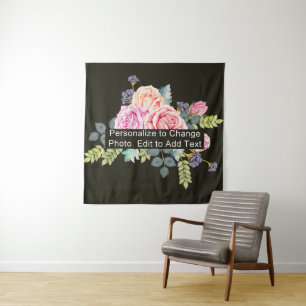 Gepersonaliseerde aangepaste uw kunstwerkfoto Teks Wandkleed