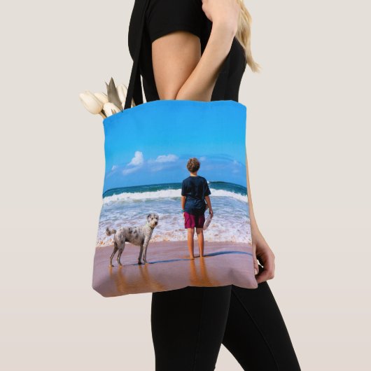 Gepersonaliseerde Aangepaste Uw Pet Photo Canvas t Draagtas (Dichtbij)