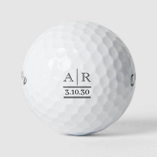 Gepersonaliseerde Aangepaste Zwarte Monogram Golfb Golfballen (Voorkant)