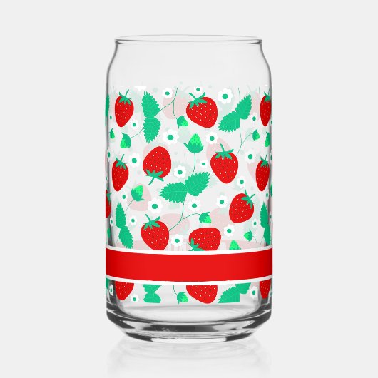 Gepersonaliseerde aardbei en Daisy Flowers Schatti Blikvorm Glas (Achterkant)