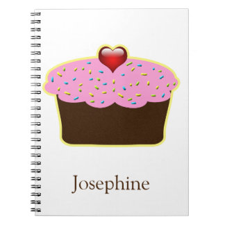 Gepersonaliseerde aardbei hart cupcake thema gesch notitieboek