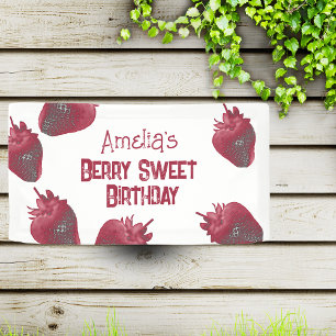 Gepersonaliseerde aardbeienverjaardag spandoek