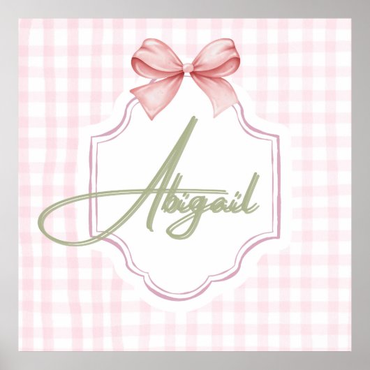 Gepersonaliseerde Abigail Baby Girl Nursery Bow & Poster (Voorkant)