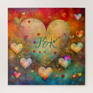 Gepersonaliseerde Abstract papier Mache Hearts Legpuzzel