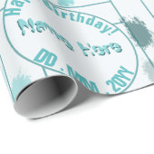 Gepersonaliseerde Abstracte Blauw Grijs Groene Kle Cadeaupapier (Rol Hoek)