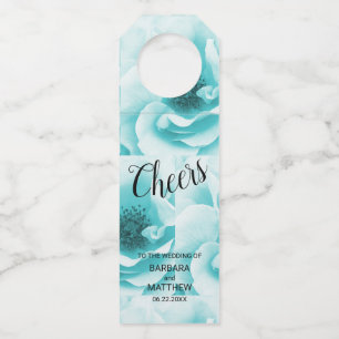 Gepersonaliseerde Abstracte Blauw & Wit Flessenhanger