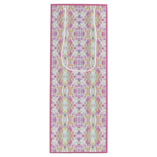 Gepersonaliseerde Abstracte Boho Pattern Art Pink Wijn Cadeautas (Voorkant)