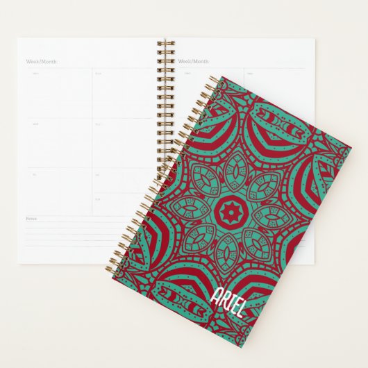 Gepersonaliseerde Abstracte Bourgogne Emerald Gree Planner (Display)