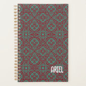 Gepersonaliseerde Abstracte Bourgogne Emerald Gree Planner (Voorkant)