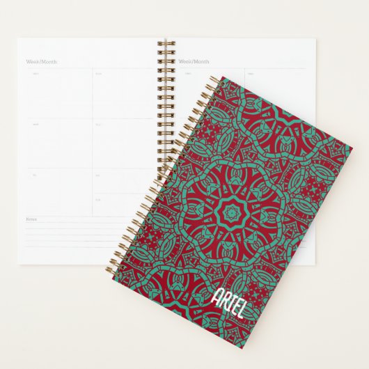 Gepersonaliseerde Abstracte Bourgogne Emerald Gree Planner (Display)