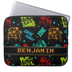 Gepersonaliseerde Abstracte Gamers Boy Laptop Sleeve