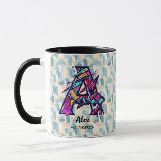 Gepersonaliseerde Abstracte Geometrische Monogram  Mok (Links)
