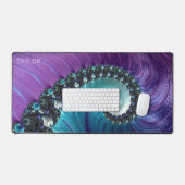 Gepersonaliseerde Abstracte Paarse Turquoise Fract Bureaumat (Keyboard & Muis)