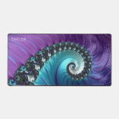 Gepersonaliseerde Abstracte Paarse Turquoise Fract Bureaumat (Voorkant)