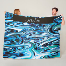 Gepersonaliseerde Abstracte psychedelische blauwe  Fleece Deken