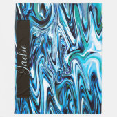 Gepersonaliseerde Abstracte psychedelische blauwe  Fleece Deken (Voorkant)
