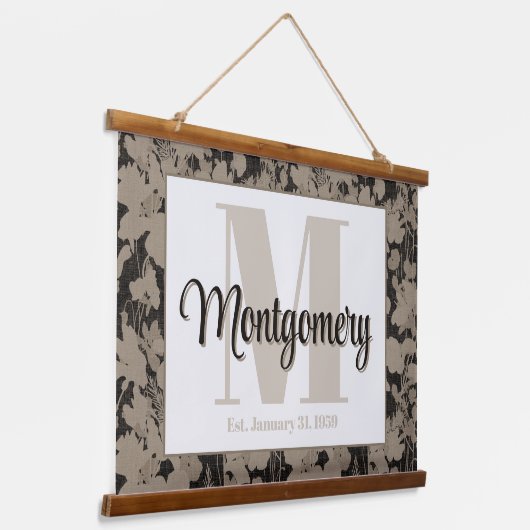 Gepersonaliseerde achternaam Wall Art Print Est Gi Hangend Wandkleed (Gebogen)