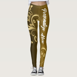 Gepersonaliseerde activewear gouden werveling leggings