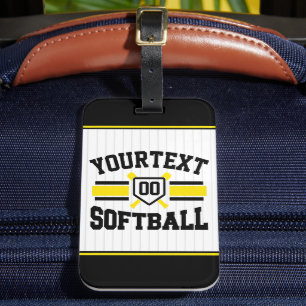 Gepersonaliseerde ADD NAAM Softball Speler Varsity Bagagelabel