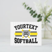 Gepersonaliseerde ADD NAAM Softball Speler Varsity Briefkaart (Staand voorkant)