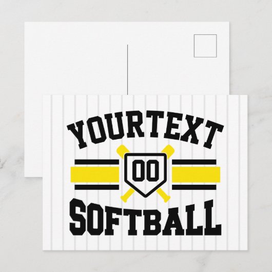Gepersonaliseerde ADD NAAM Softball Speler Varsity Briefkaart (Voorkant / Achterkant)