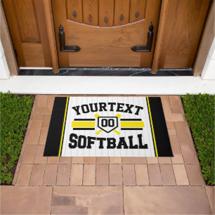 Gepersonaliseerde ADD NAAM Softball Speler Varsity Deurmat