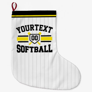 Gepersonaliseerde ADD NAAM Softball Speler Varsity Grote Kerstsok