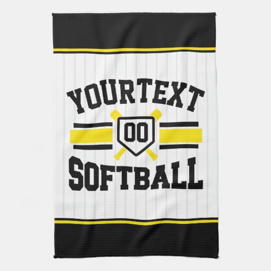 Gepersonaliseerde ADD NAAM Softball Speler Varsity Theedoek (Verticaal)