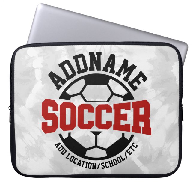 Gepersonaliseerde ADD NAAM Voetbalspeler Team Stro Laptop Sleeve (Voorkant)