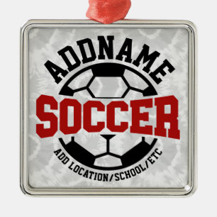 Gepersonaliseerde ADD NAAM Voetbalspeler Team Stro Metalen Ornament
