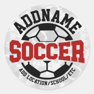 Gepersonaliseerde ADD NAAM Voetbalspeler Team Stro Ronde Sticker