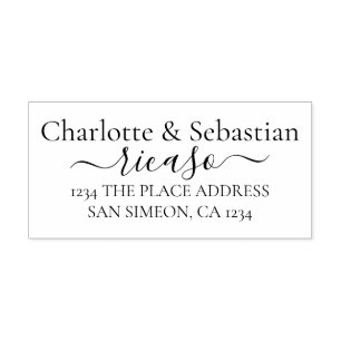 Gepersonaliseerde adres elegante scroll tekst 	rubberstempel