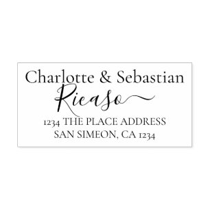 Gepersonaliseerde adres elegante scroll tekst 	rubberstempel