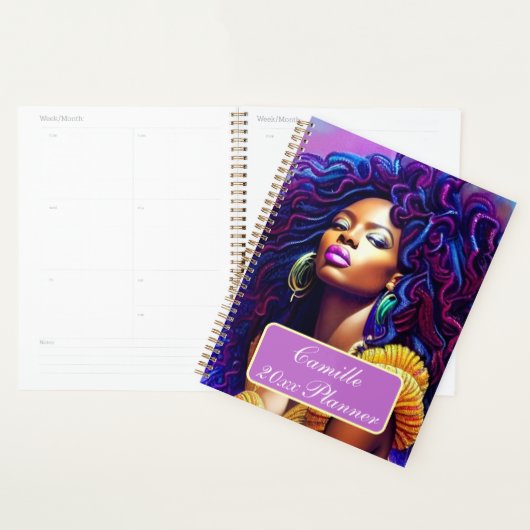 Gepersonaliseerde Afrikaanse Amerikaanse damesplan Planner (Display)